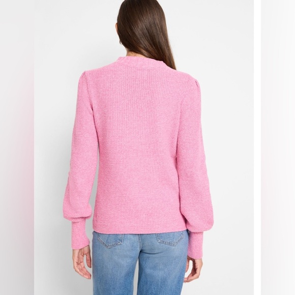 Nic+Zoe heather pink/white (orchid petal) waffle knit mock turtleneck sweater PL - Picture 2 of 9